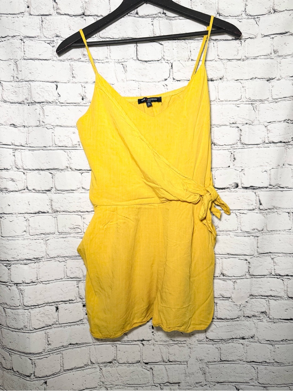 One clothing. Yellow Sleeveless Wrap Tie Waist Romper. Size S